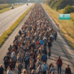 Moving Out Of Illinois - A large group of people leaving Illinois