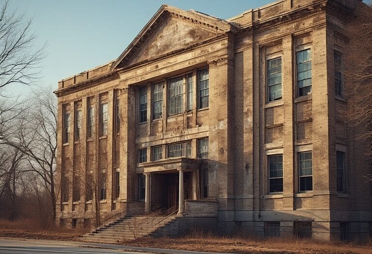 Property Taxes for School Funding In Illinois-old school build shown