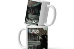 Illinois Politics Funny Illinois Mug posed 2 white cups with the same image white mugs